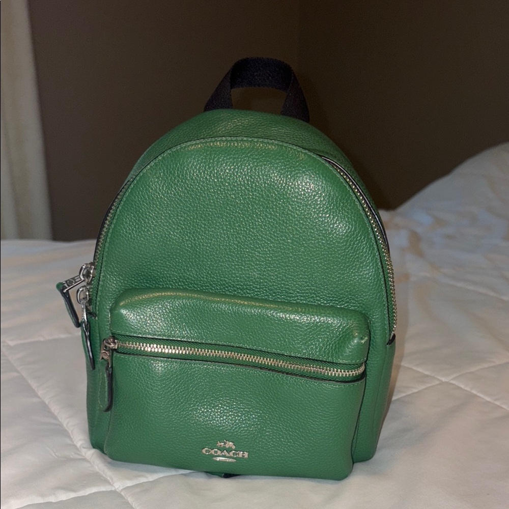 Coach Emerald Leather Mini Backpack with Silver Accents